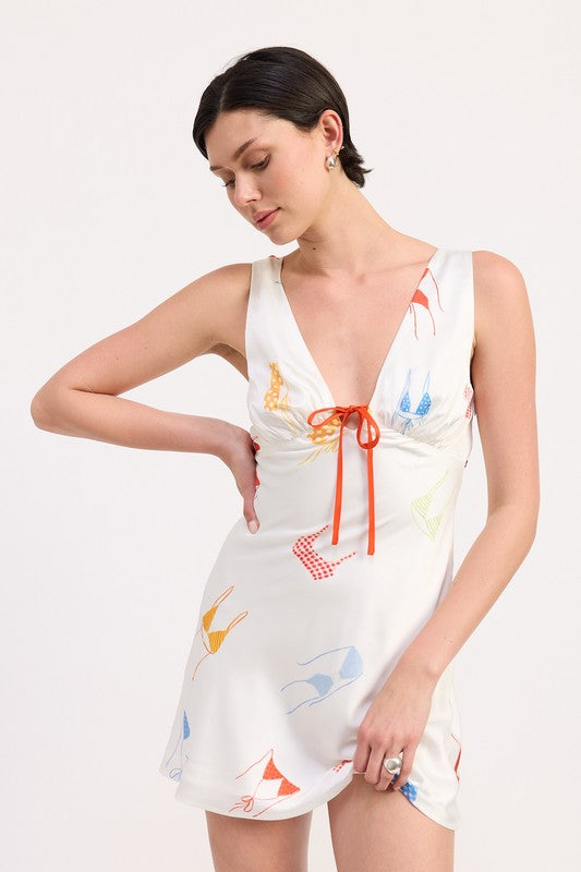 bikini mini dress BIKINI PRINT SATIN MINI DRESS White BIKINI PRINT / M