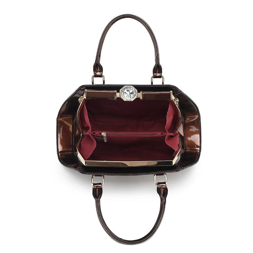 Patent Leather Frame Satchel - Charming Charlie