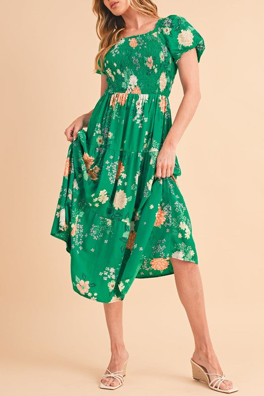 Green Tiered light weight midi dress  Charming Charlie