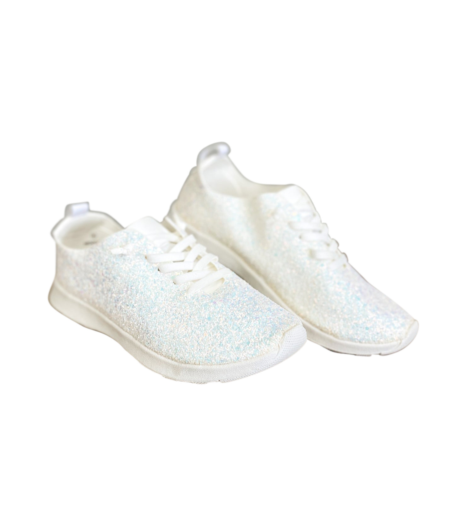 Mayo Glitter Sneakers in White - Charming Charlie
