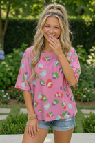 Colorful Leopard Print Waffle Knit Top in Pink - Charming Charlie