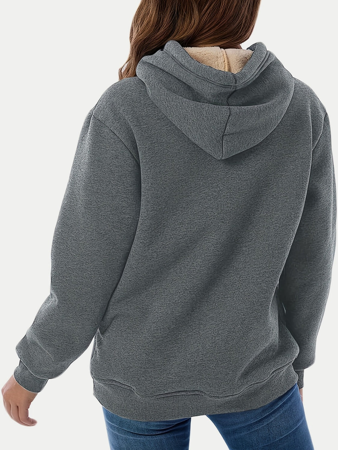 Drawstring Long Sleeve Hoodie with Kangaroo Pocket - Charming Charlie