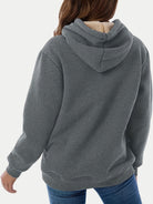 Drawstring Long Sleeve Hoodie with Kangaroo Pocket - Charming Charlie