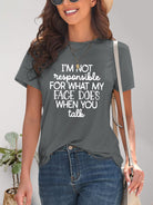 Letter Graphic Round Neck Short Sleeve T-Shirt - Charming Charlie