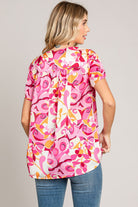 Cotton Bleu by Nu Label Abstract Print Short Sleeve Top - Charming Charlie