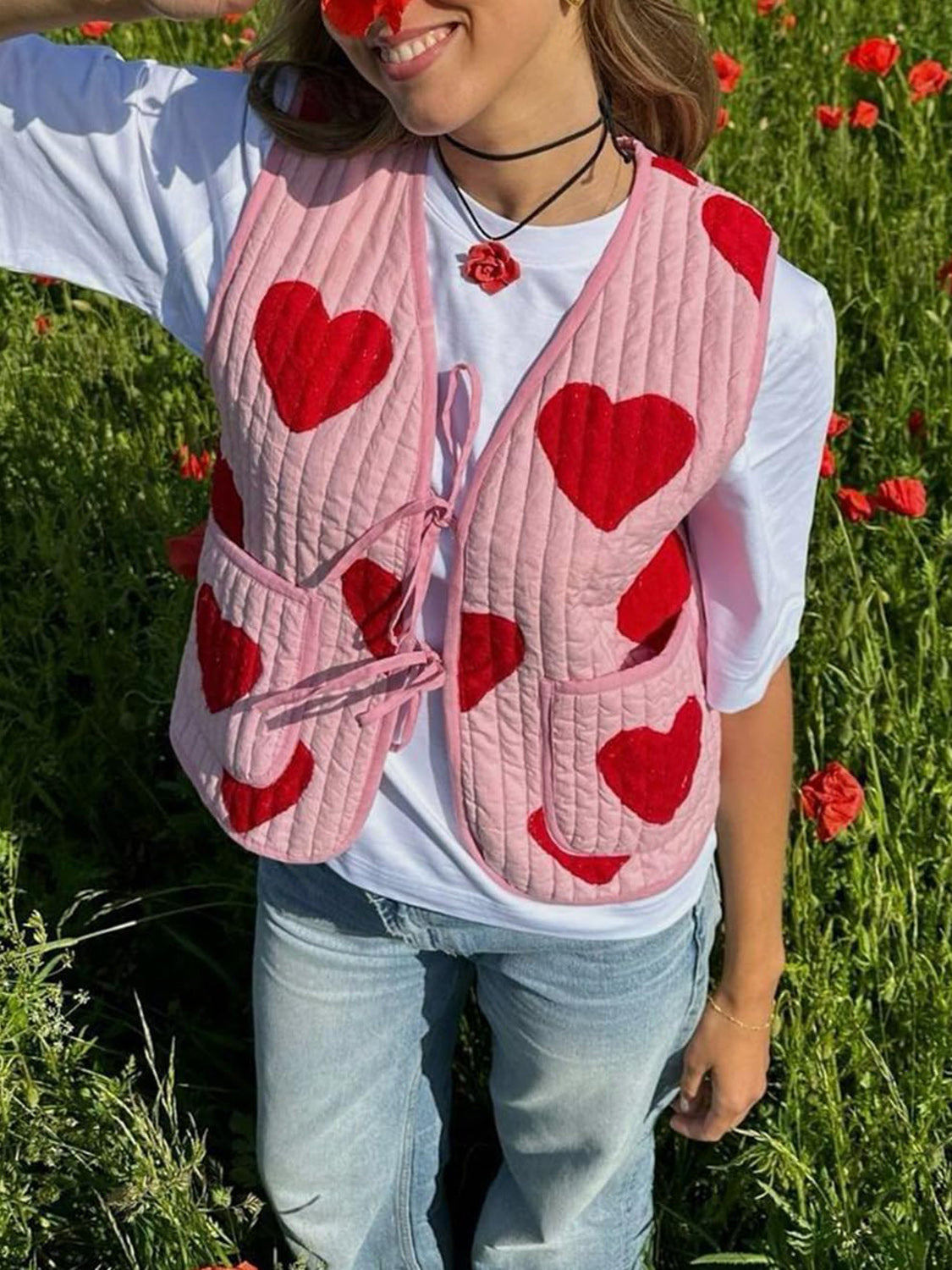 Tied Heart Vest with Pockets - Charming Charlie