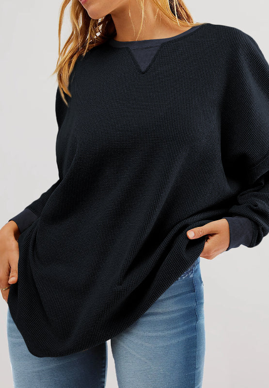 Round Neck Long Sleeve Sweatshirt - Charming Charlie