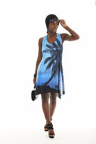 Sleeveless Palm Tree Print Short Dress - Shoreline Wear, Inc.