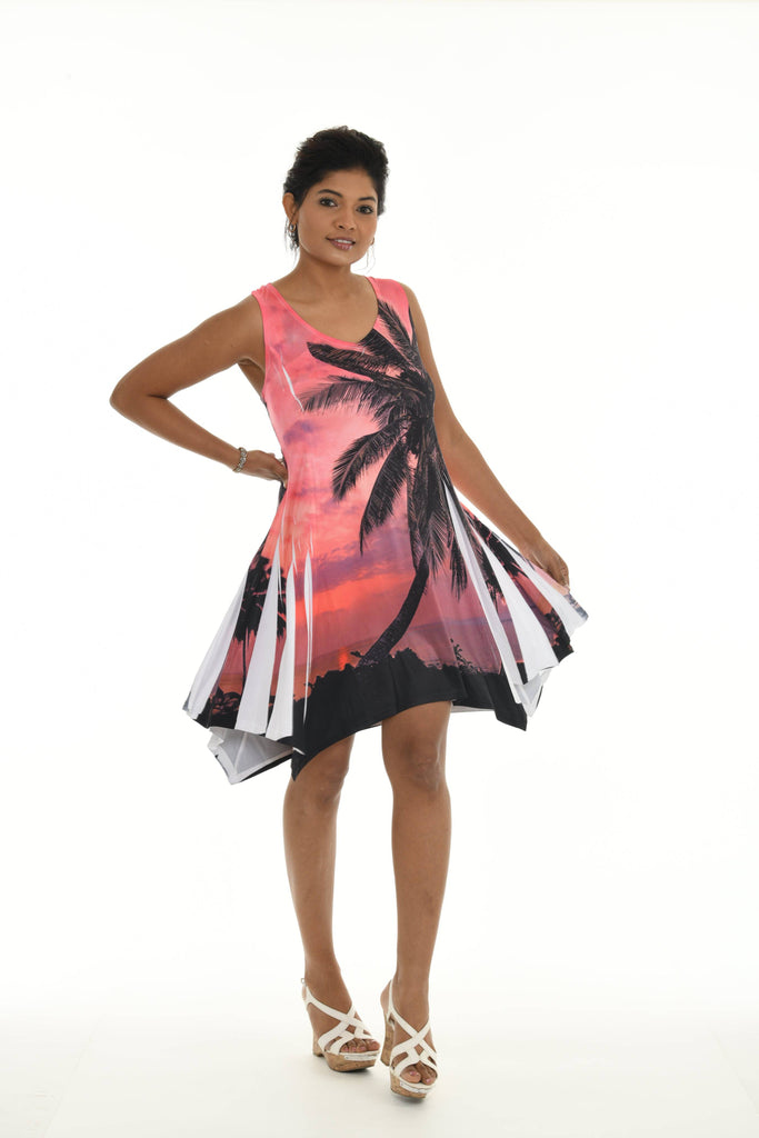 Sleeveless Palm Tree Print Short Dress - Shoreline Wear, Inc.