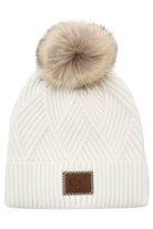 C.C Heather Beanie Hat With Pom Pom And Suede Patch - Charming Charlie