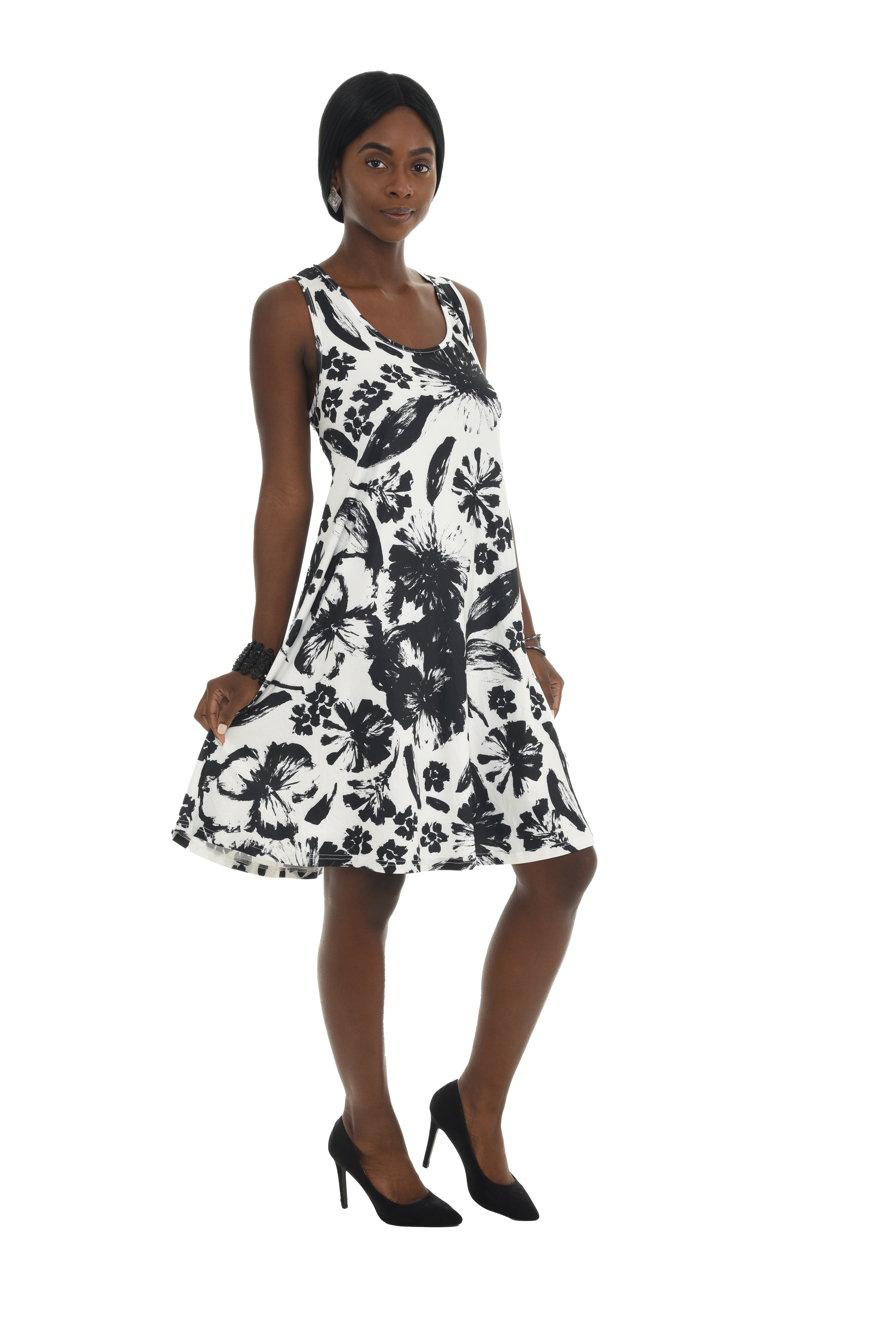 Tropical Leaf Sleeveless A-Line Dress - Shoreline Wear, Inc.