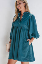Corduroy Quarter Snap Three-Quarter Sleeve Dress - Charming Charlie