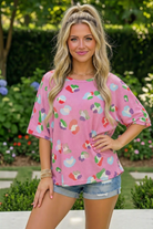 Colorful Leopard Print Waffle Knit Top in Pink - Charming Charlie