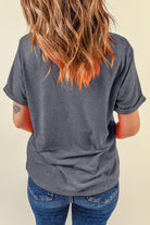 Checkered Graphic Round Neck Short Sleeve T-Shirt - Charming Charlie