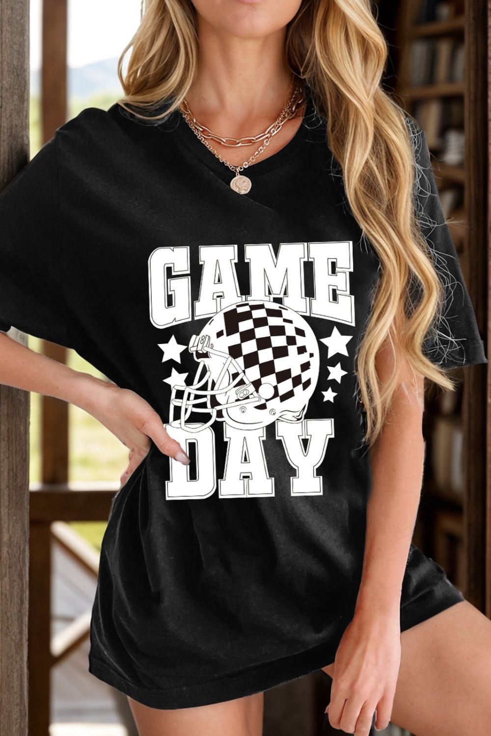 GAME DAY Round Neck Short Sleeve T-Shirt - Charming Charlie