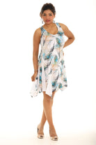 Short Peacock Feather Printed Dress - Shoreline Wear, Inc.
