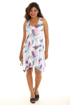 Short Peacock Feather Printed Dress - Shoreline Wear, Inc.