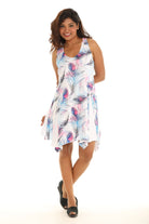 Short Peacock Feather Printed Dress - Shoreline Wear, Inc.