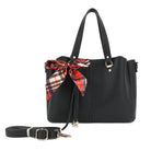 Triple Compartment Satchel with Scarf and Charm Detail - Charming Charlie
