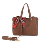 Triple Compartment Satchel with Scarf and Charm Detail - Charming Charlie