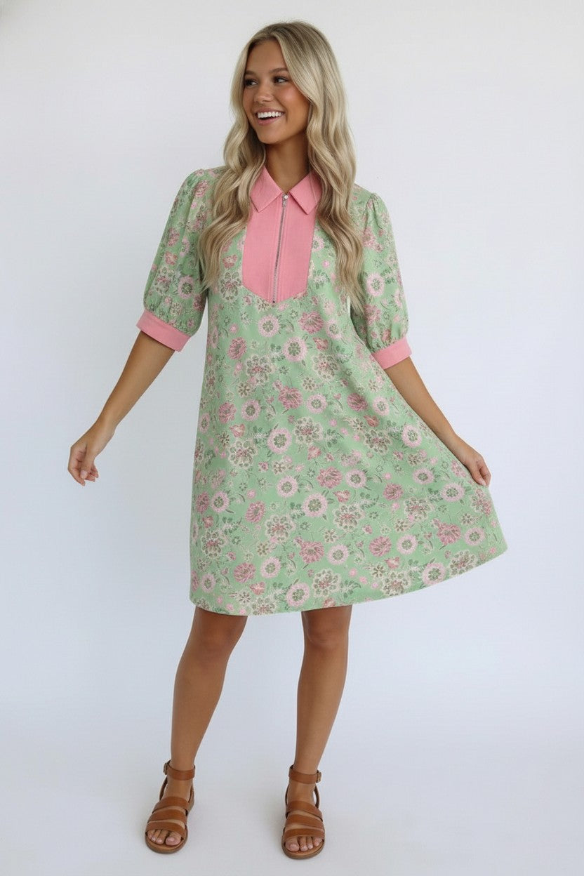 Blast From the Past Mint Blossom Dress - Charming Charlie