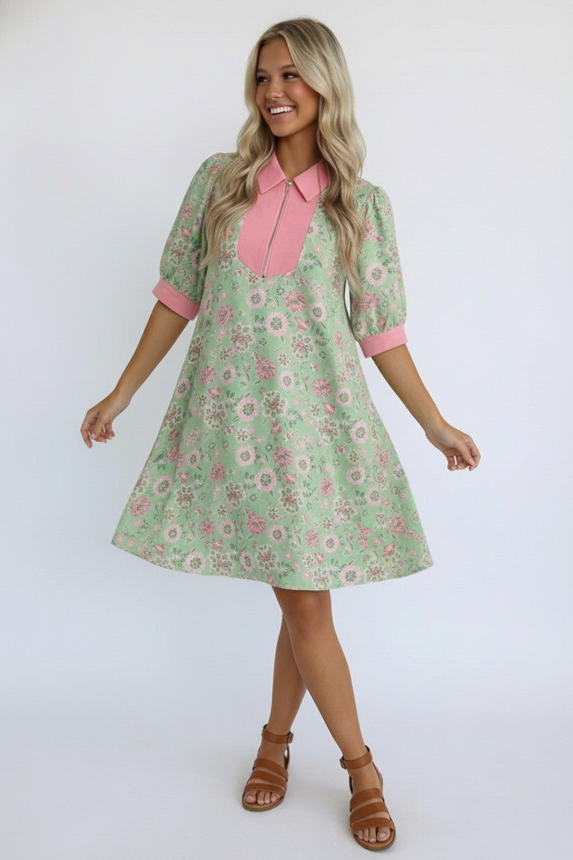 Blast From the Past Mint Blossom Dress - Charming Charlie