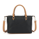 Double Handle Mid Size Satchel Two Tone with Crossbody Strap - Charming Charlie