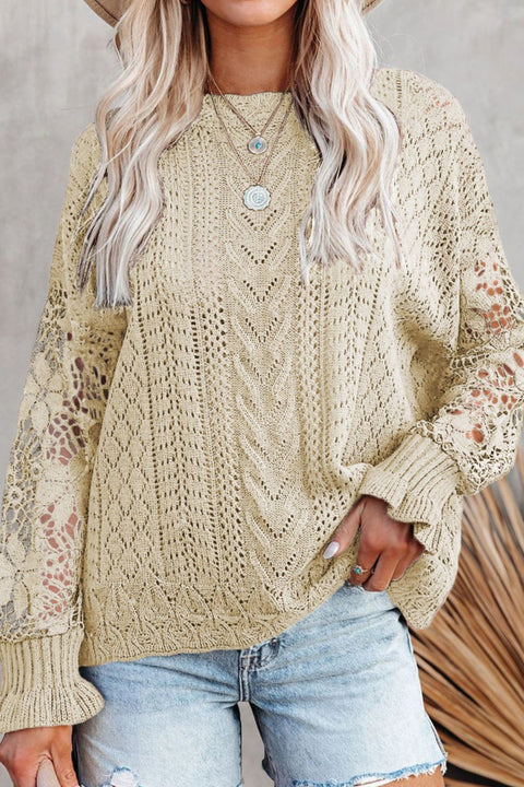 Openwork Surplice Long Sleeve Sweater main image 0
