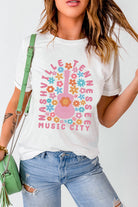 Graphic Round Neck Short Sleeve T-Shirt - Charming Charlie