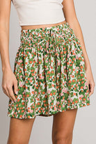 Cotton Bleu by Nu Label Floral Printed Smocked Waist Skorts - Charming Charlie