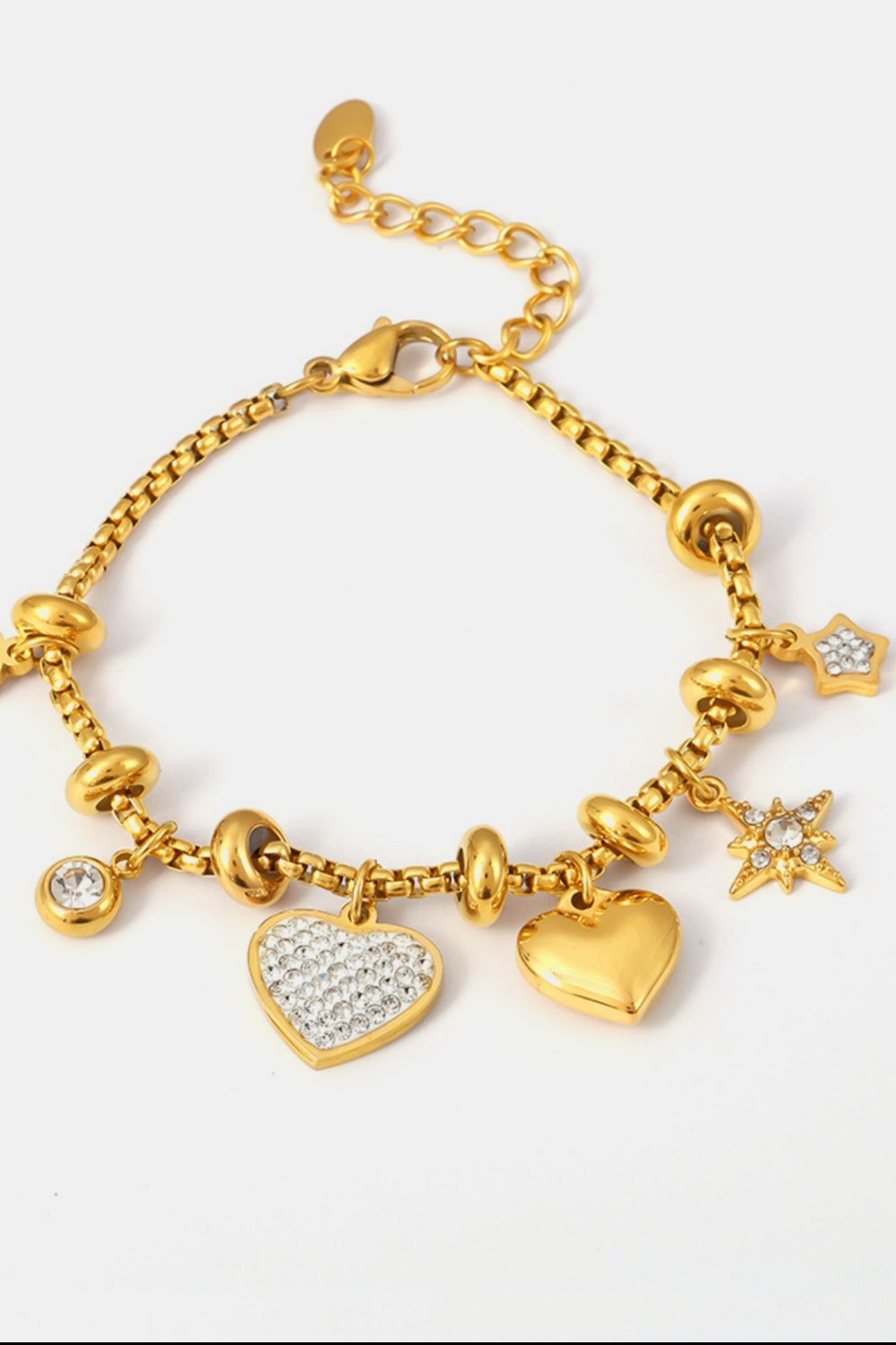 Titanium Steel Inland Zircon Heart Charm Bracelet – Charming Charlie