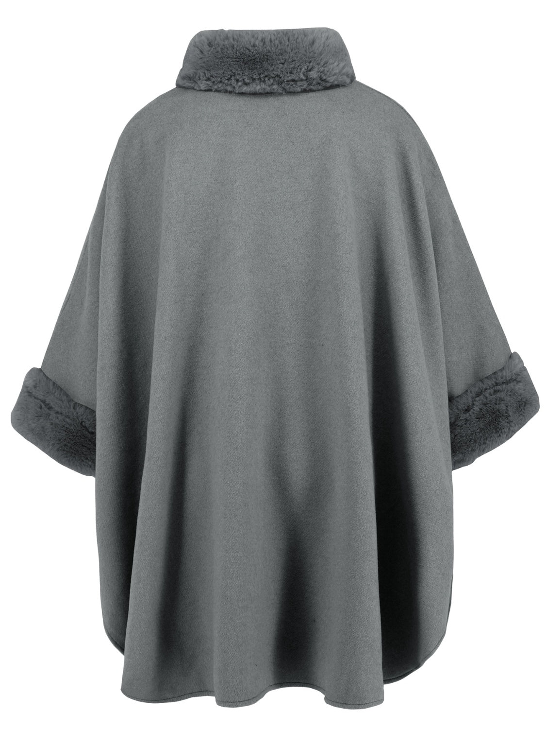 Fuzzy Trim Long Sleeve Poncho – Charming Charlie