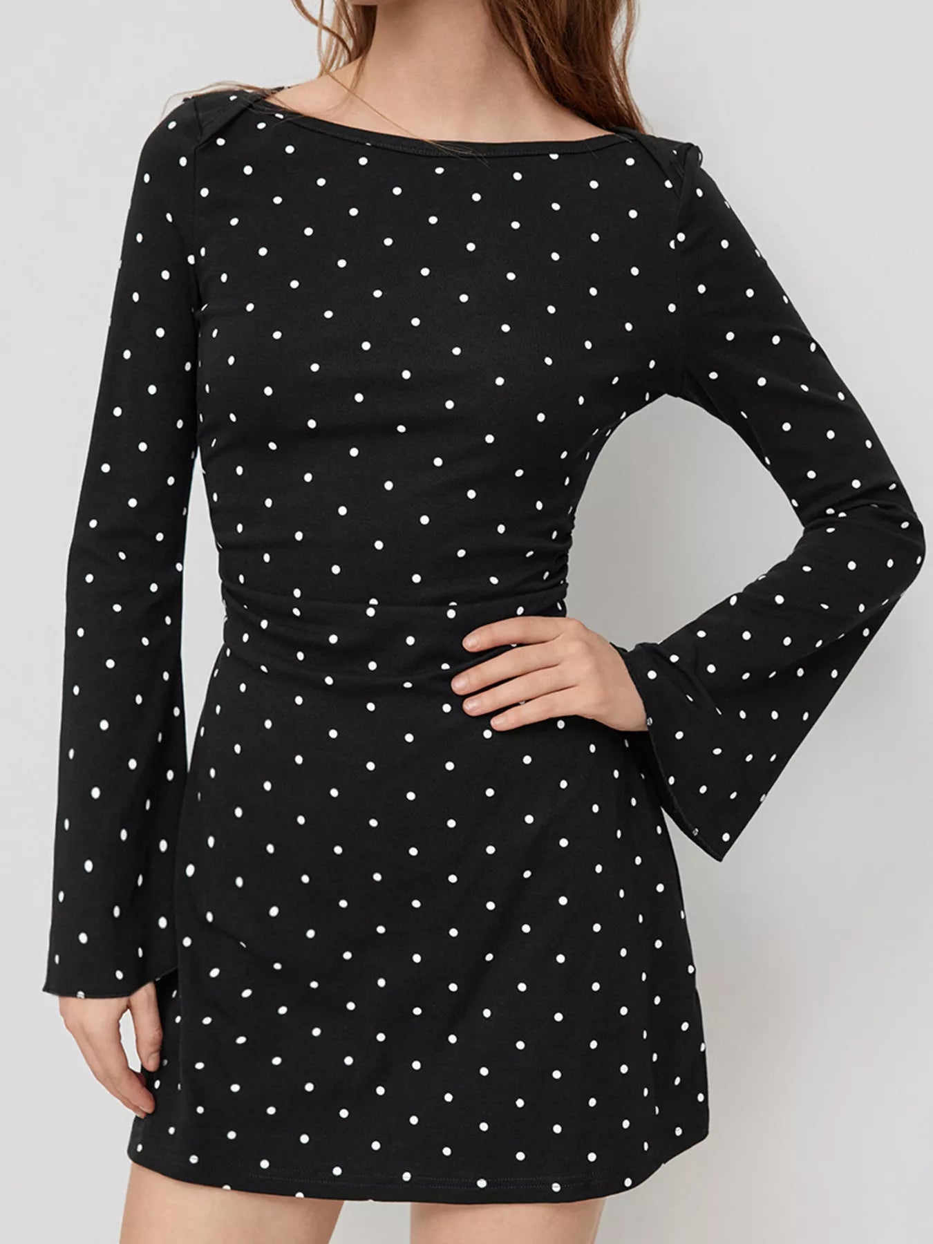 flare sleeve mini dress Polka Dot – Charming Charlie collection:not-just-jeans SIZE:M / 6-8 All Black Pencil Rolled designed to command attention