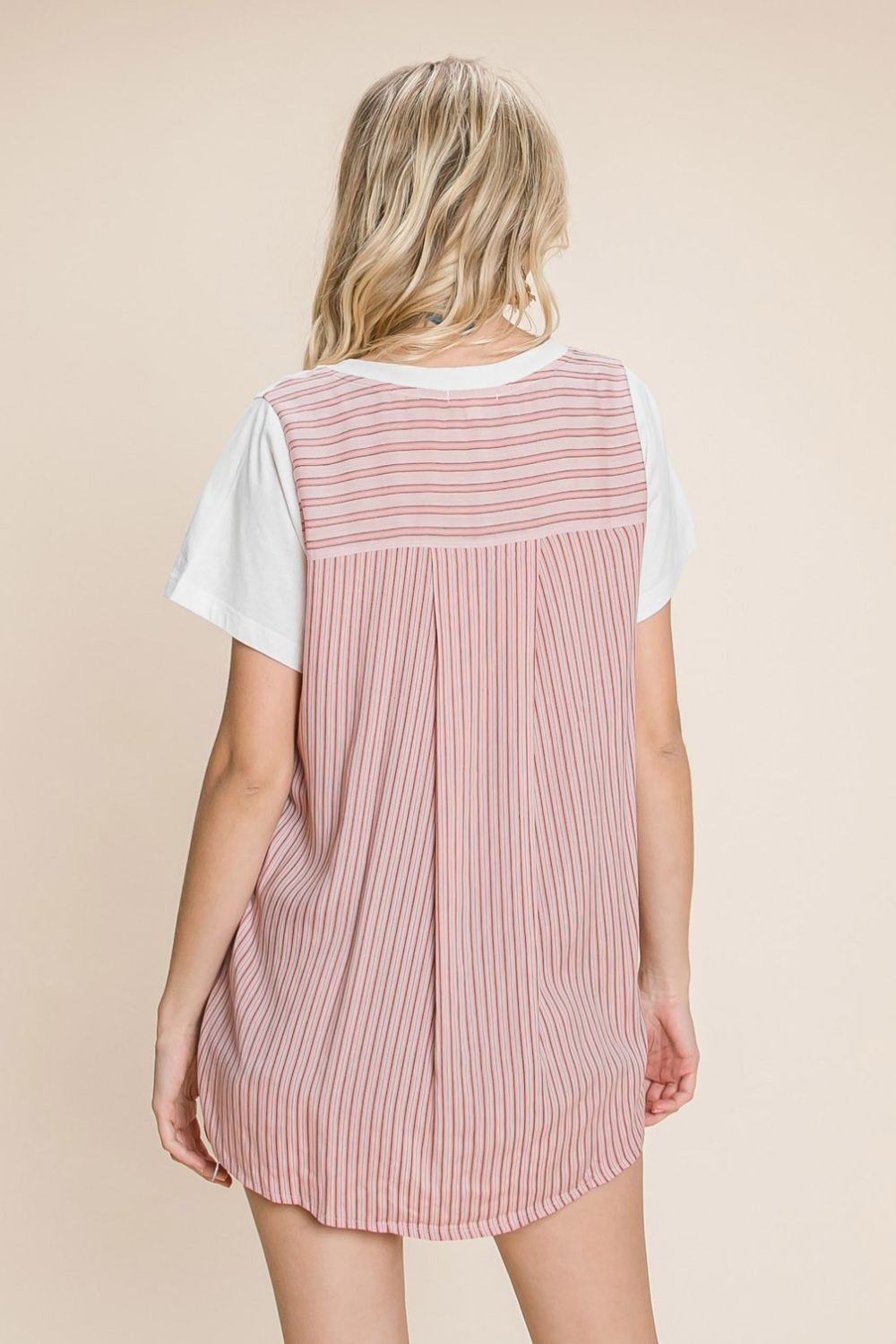 Cotton Bleu by Nu Label Contrast Striped Short Sleeve T-Shirt - Charming Charlie