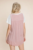 Cotton Bleu by Nu Label Contrast Striped Short Sleeve T-Shirt - Charming Charlie