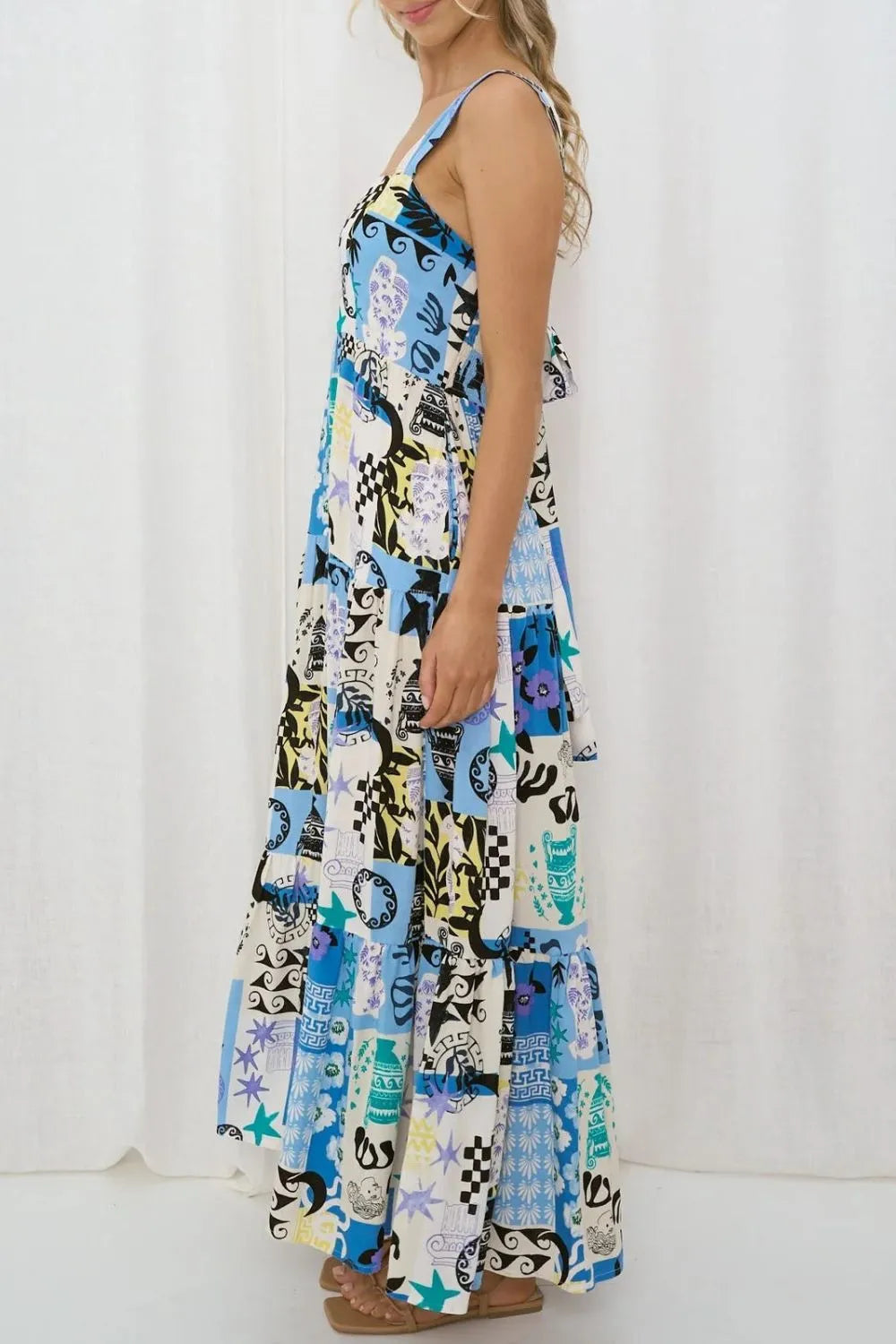 wide strap maxi dress Printed Square Neck Wide Strap Maxi Dress – Charming Charlie