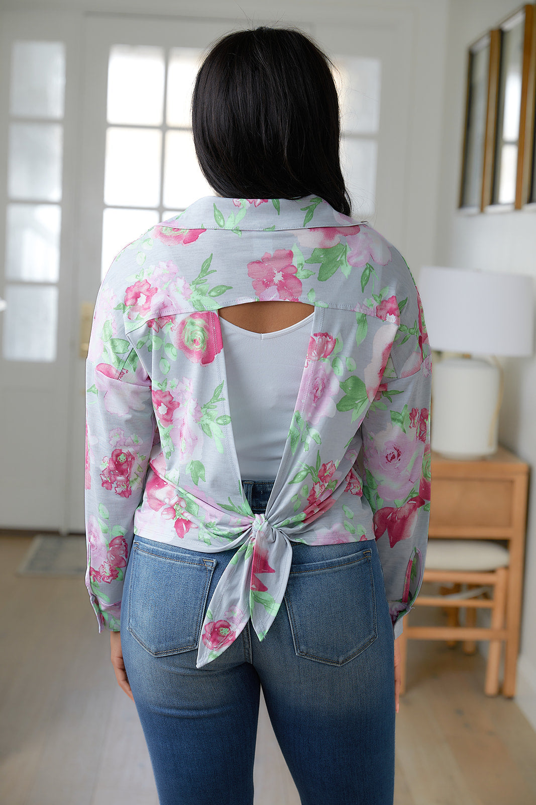 Thinking On It Open Back Floral Top - Charming Charlie