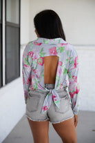 Thinking On It Open Back Floral Top - Charming Charlie