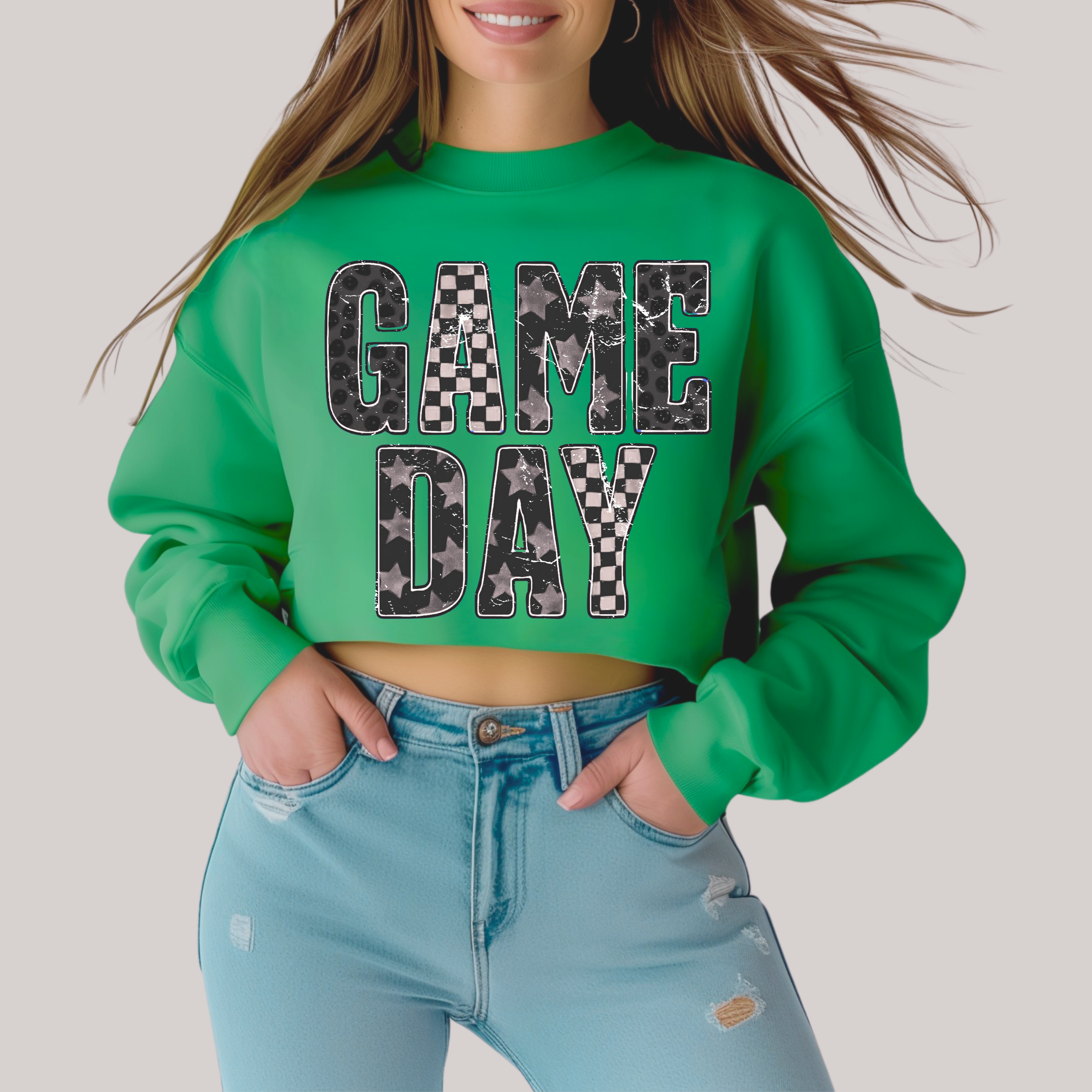 Edgy Gameday in Green Sweatshirt - Charming Charlie