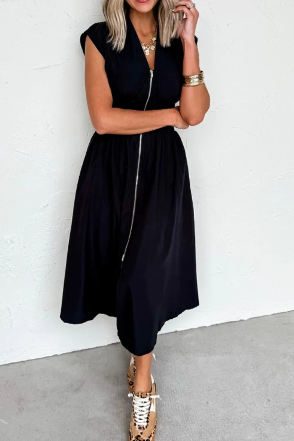 maxi dress with zipper in front Sleeveless Zip-Front Maxi Dress – Charming Charlie