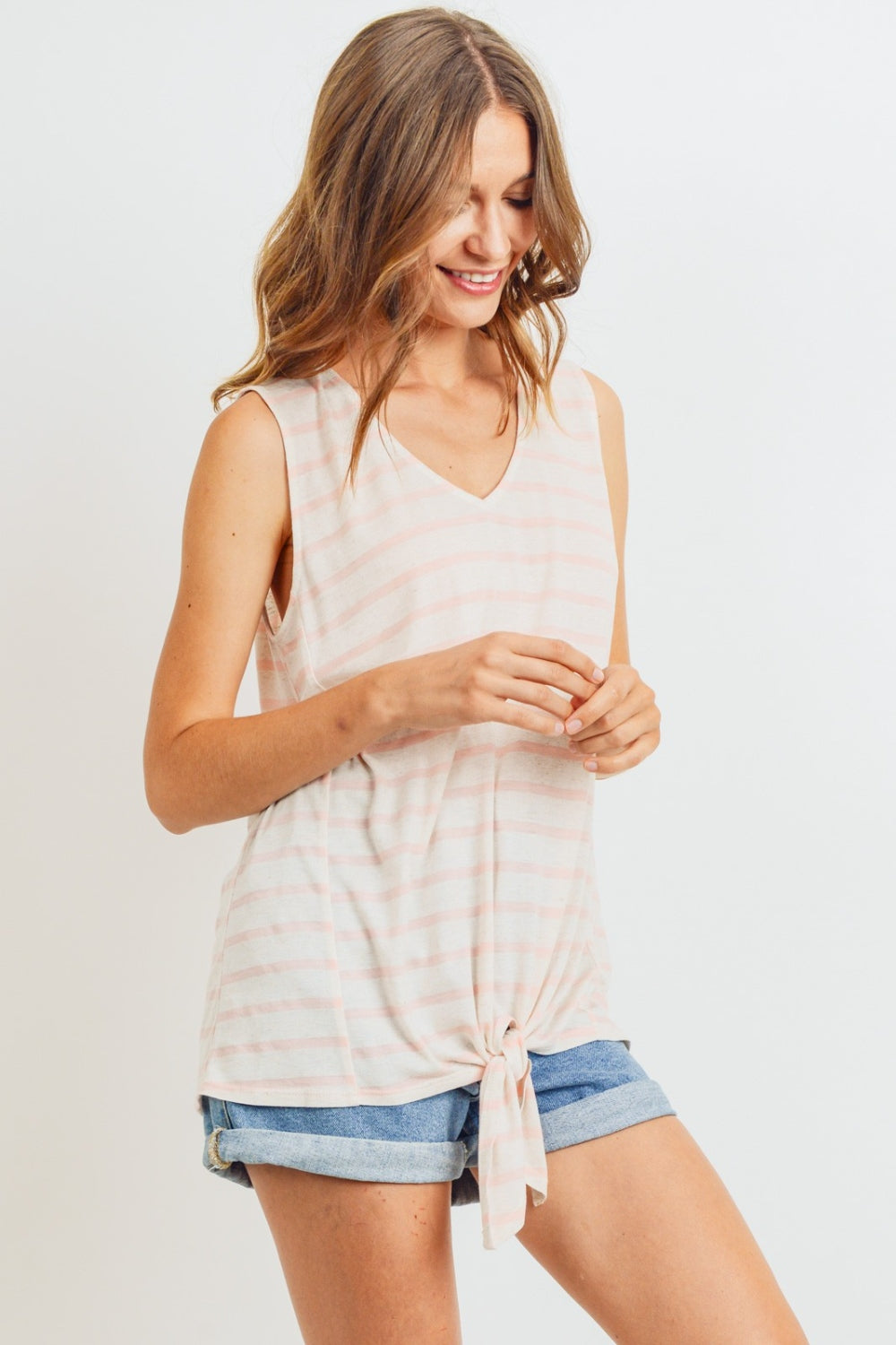 Cotton Bleu by Nu Label Sleeveless Front Tie Striped Top - Charming Charlie