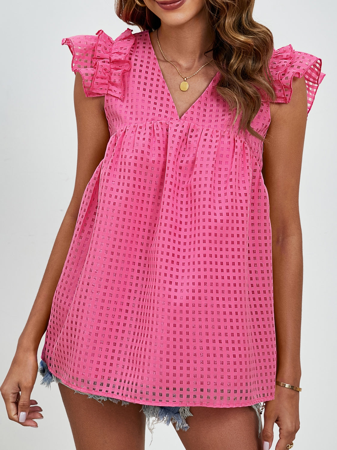 Ruched V-Neck Cap Sleeve Blouse - Charming Charlie