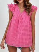 Ruched V-Neck Cap Sleeve Blouse - Charming Charlie