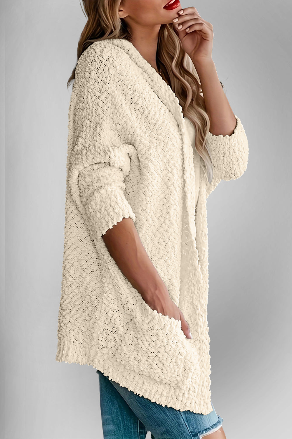 Double Take Pocketed Open Front Long Sleeve Cardigan – Charming