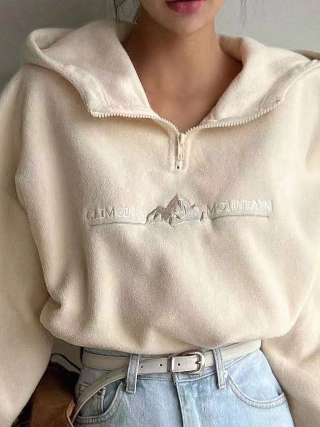 searoomlynn Hoodie Slimカットトップス ヘザーベージュ Mountain Quarter Zip Long Sleeve Hoodie – Charming Charlie