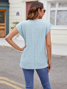 Textured Round Neck Cap Sleeve T-Shirt - Charming Charlie
