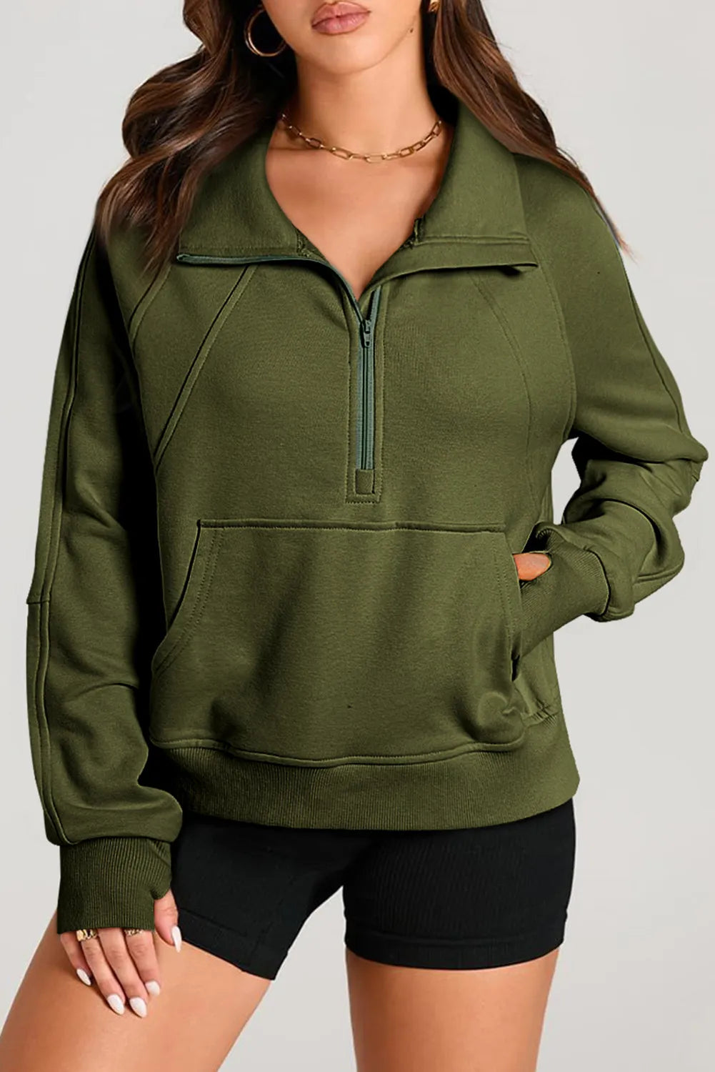 Half Zip Long Sleeve Sweatshirt - Charming Charlie