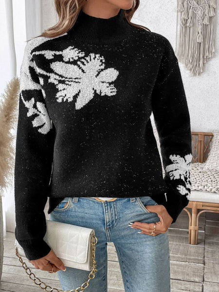HERMES エルメス Cashmere Flower Zip Turtleneck Knit Sweater カシミア フラワーデザイン 変形ジップ タートルネックニットセーター ブラック 2e200c6b-bee1-46af-bd29-