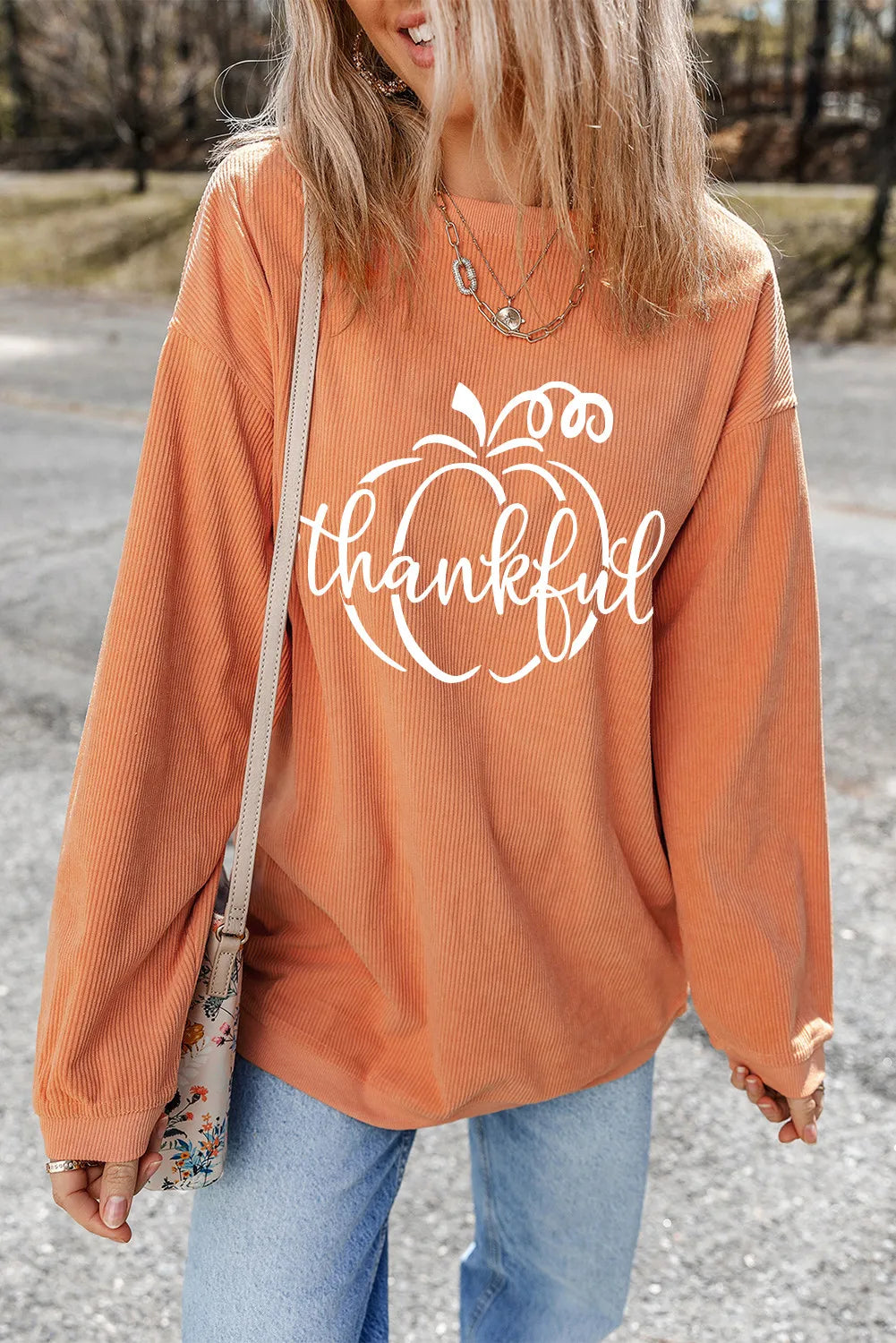 Graphic Round Neck Long Sleeve Sweatshirt - Charming Charlie