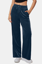 Drawstring Elastic Waist Straight Leg Pants - Charming Charlie